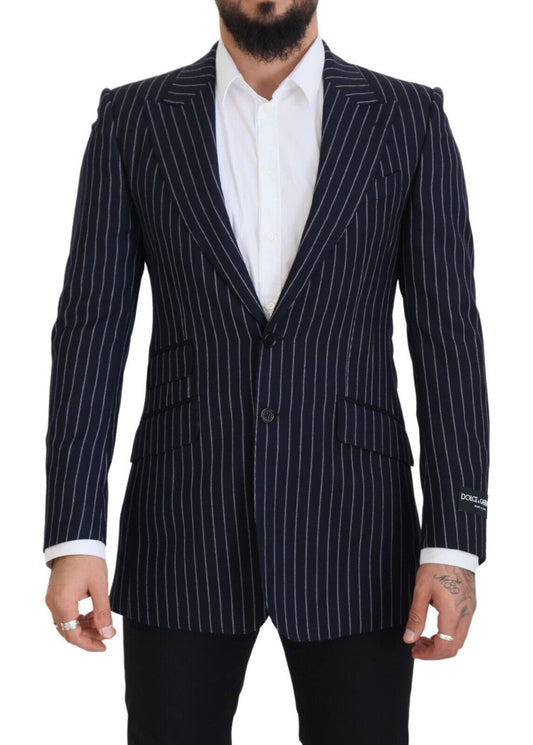 Dolce &amp; Gabbana Blazer slim en laine bleu marine