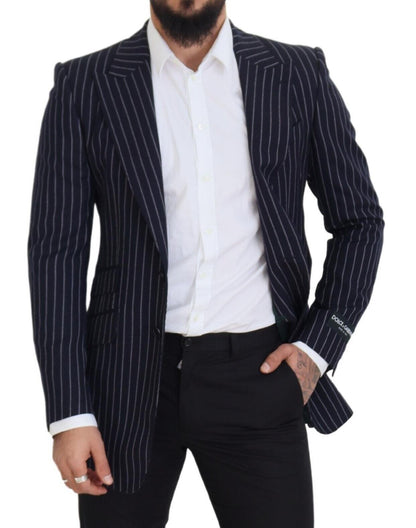 Dolce &amp; Gabbana Blazer slim en laine bleu marine