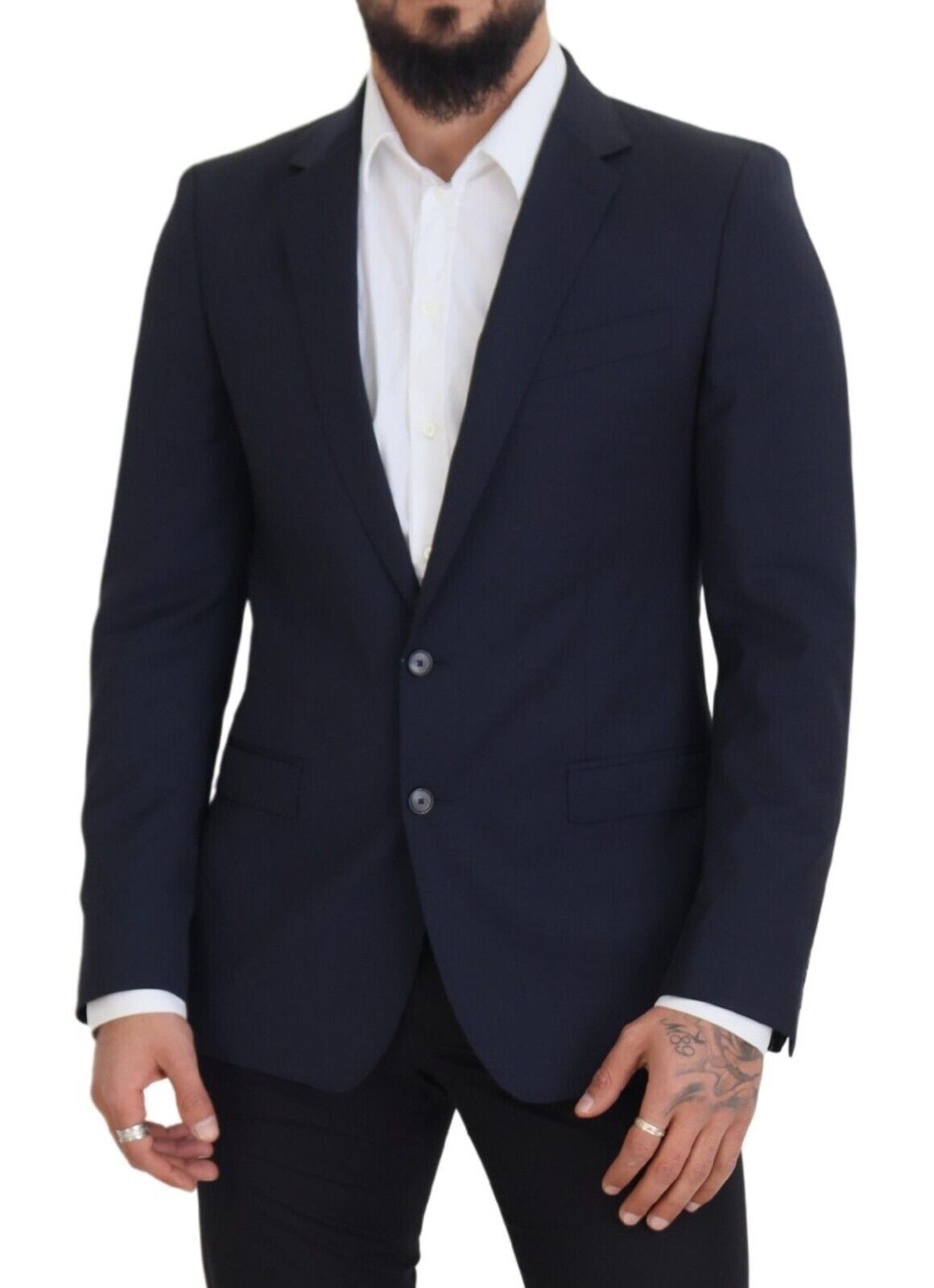 Dolce &amp; gabbana blazer slim fit en laine bleu foncé