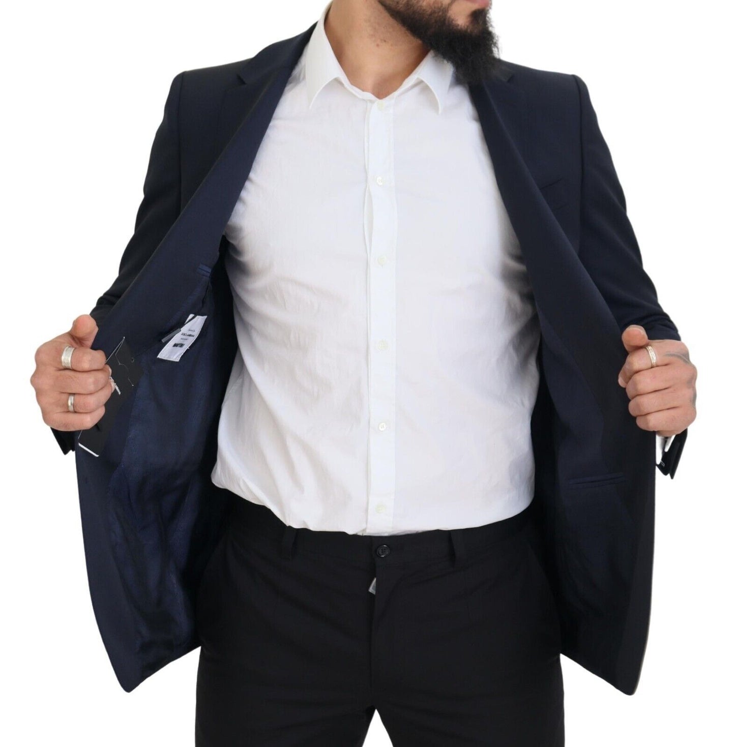 Dolce &amp; gabbana blazer slim fit en laine bleu foncé