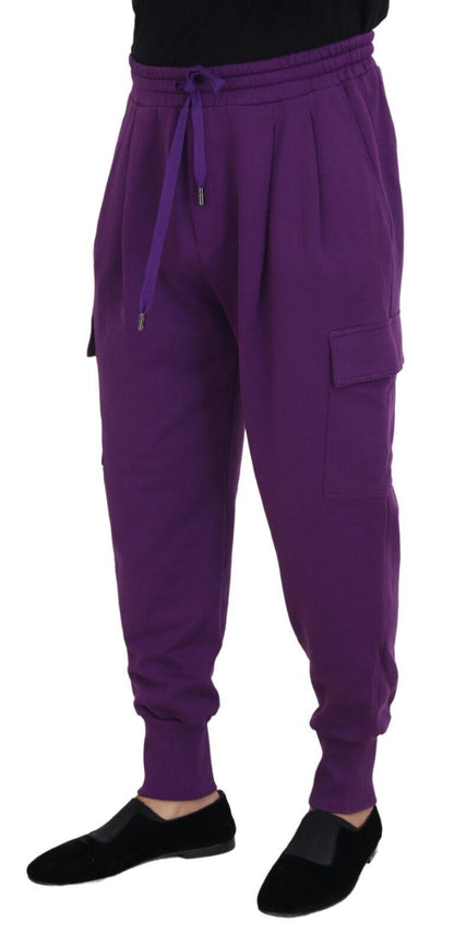 Pantalon de survêtement cargo en coton violet Dolce &amp; gabbana