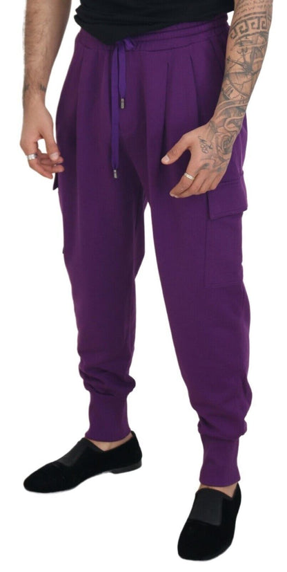 Pantalon de survêtement cargo en coton violet Dolce &amp; gabbana