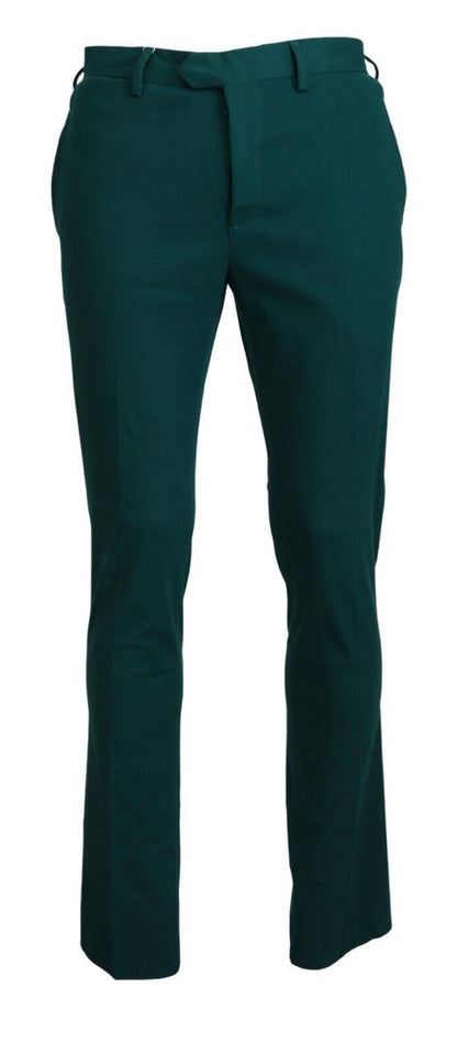 Bencivenga pantalon vert élégamment ajusté en pur coton