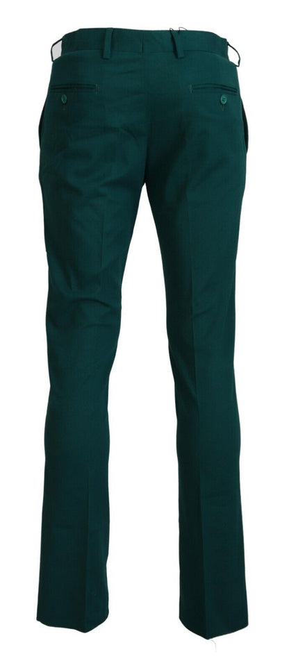 Bencivenga pantalon vert élégamment ajusté en pur coton