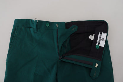 Bencivenga pantalon vert élégamment ajusté en pur coton