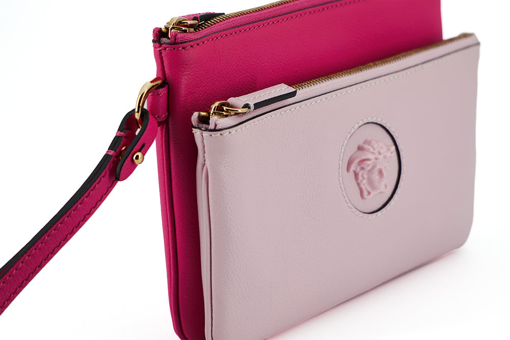 Versace Elegant Pink Leather Pouch Clutch - Elegance Online Limited