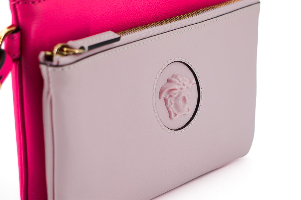 Versace Elegant Pink Leather Pouch Clutch - Elegance Online Limited