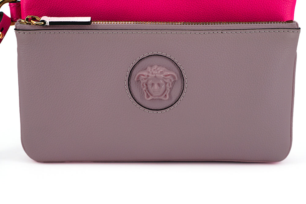 Versace Elegant Pink Leather Pouch Clutch - Elegance Online Limited