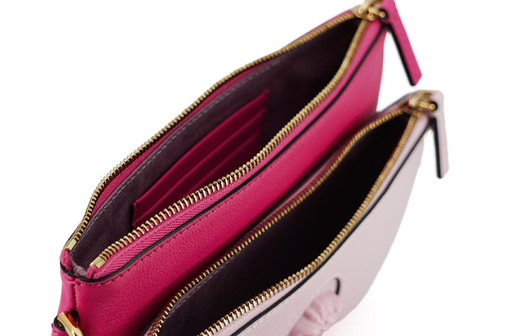 Versace Elegant Pink Leather Pouch Clutch - Elegance Online Limited