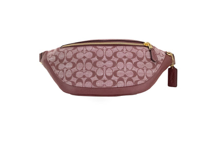 COACH Warren Wine Chambray Signature Canvas Pebbled Leather Belt Bag - Elegance Online Limited