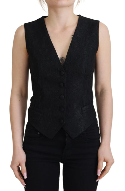 Gilet en soie mélangée noire Dolce &amp; Gabbana