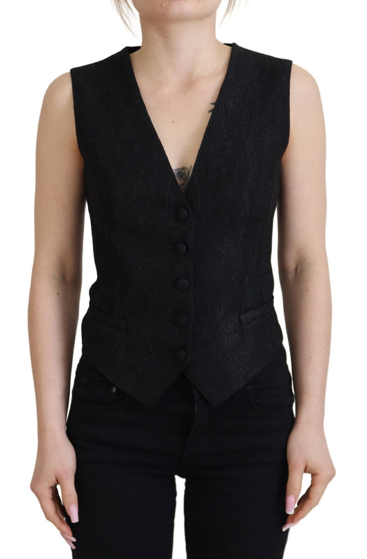 Gilet en soie mélangée noire Dolce &amp; Gabbana