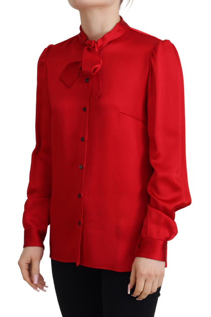 Blouse rouge à col ascot Dolce &amp; gabbana