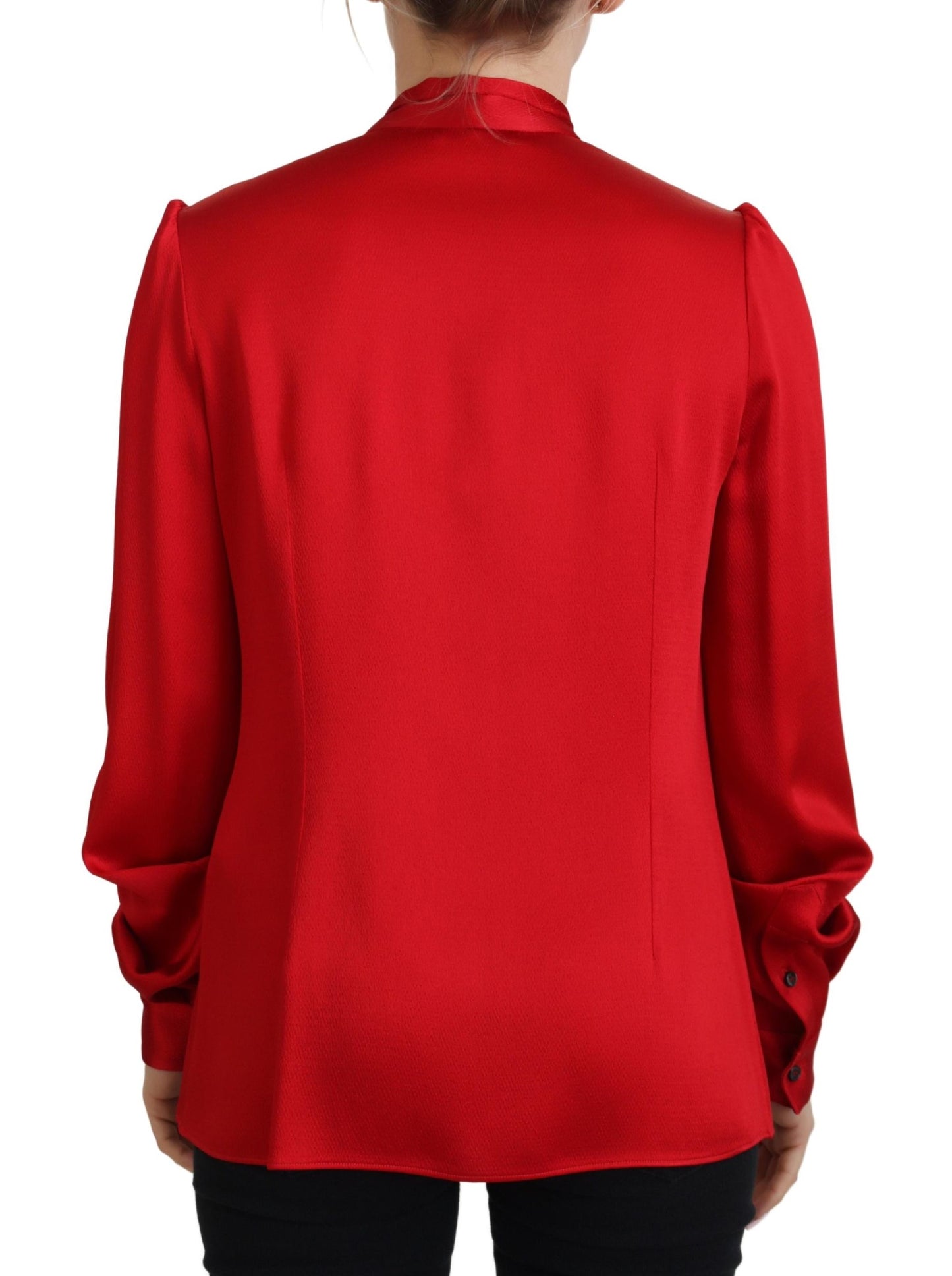 Blouse rouge à col ascot Dolce &amp; gabbana