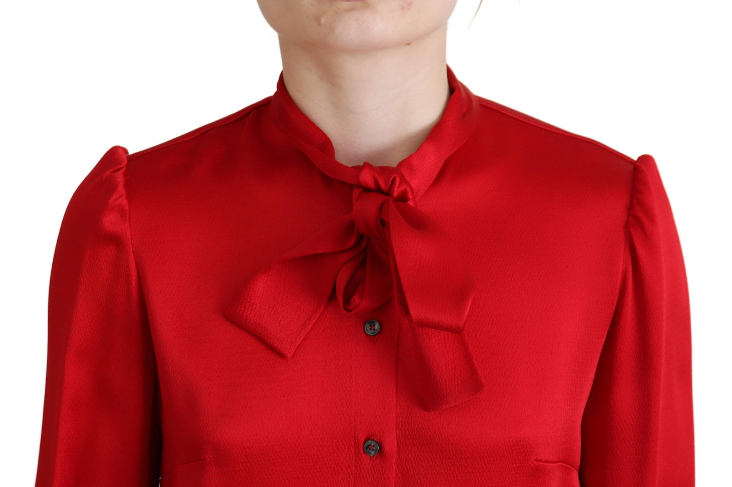 Blouse rouge à col ascot Dolce &amp; gabbana