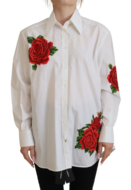 Chemise en soie mélangée brodée de fleurs Dolce &amp; gabbana