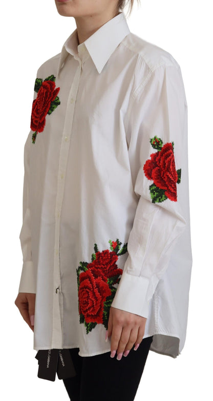 Chemise en soie mélangée brodée de fleurs Dolce &amp; gabbana