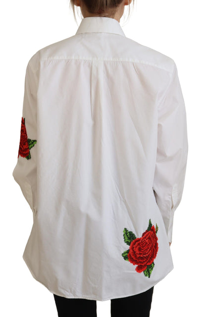 Chemise en soie mélangée brodée de fleurs Dolce &amp; gabbana