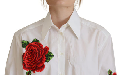 Chemise en soie mélangée brodée de fleurs Dolce &amp; gabbana