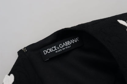 Dolce &amp; Gabbana - Mini-robe trapèze noire avec bordure en dentelle