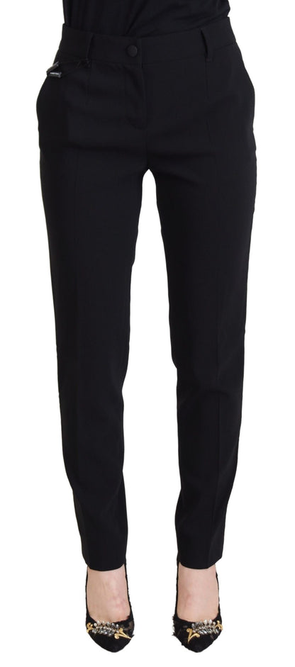 Dolce & Gabbana Elegant Black Wool-Silk Pants