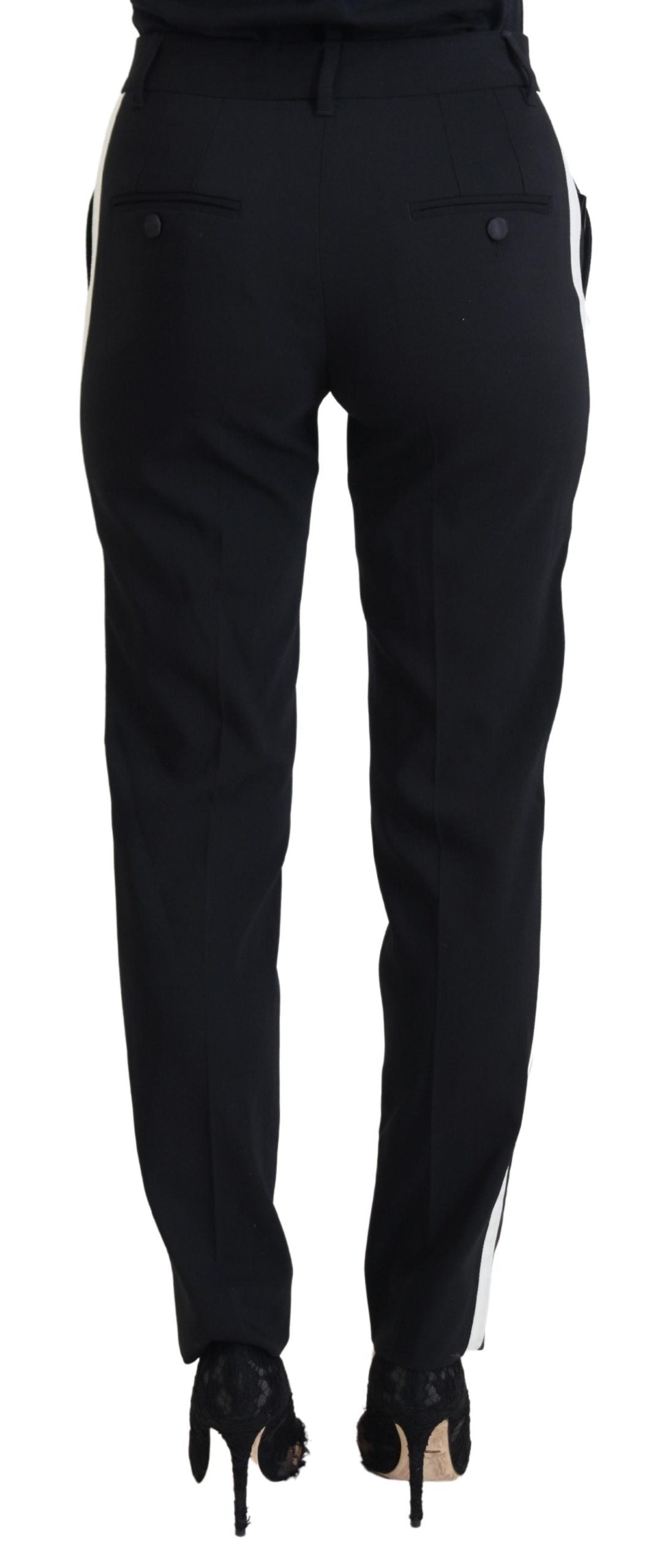 Pantalon en laine et soie noir Dolce &amp; gabbana