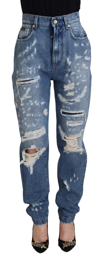 Dolce &amp; gabbana pantalon en denim en lambeaux - essence indigo