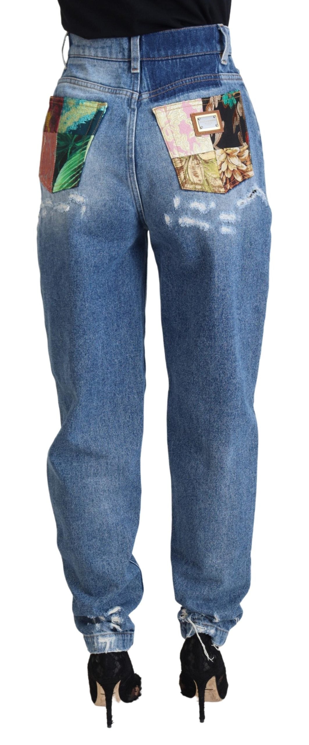 Dolce &amp; gabbana pantalon en denim en lambeaux - essence indigo