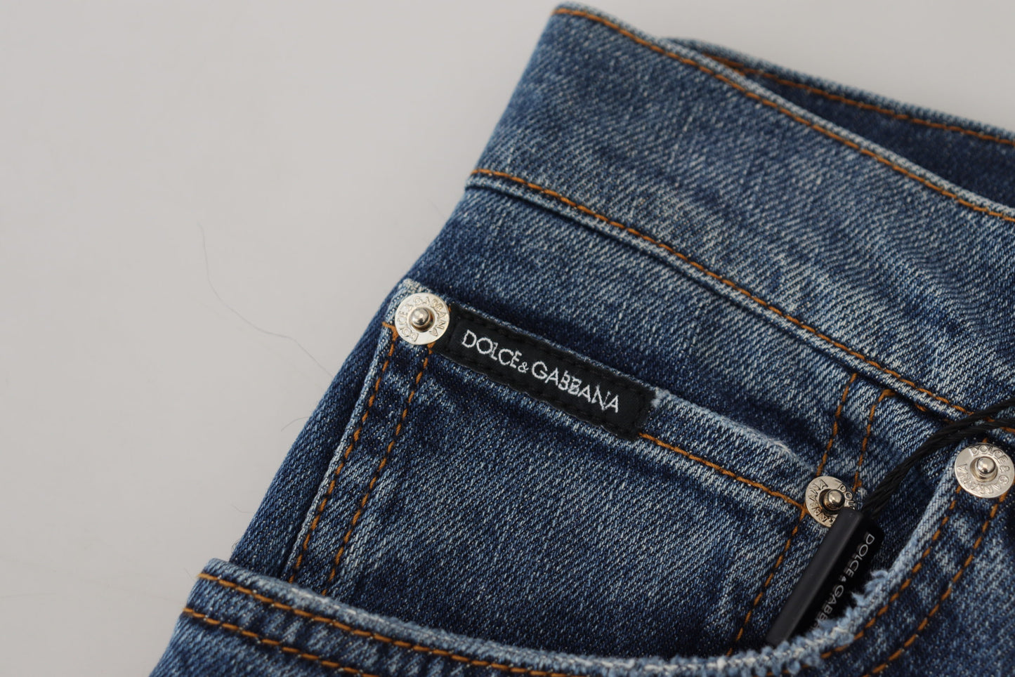 Dolce &amp; Gabbana - Pantalon en denim à carreaux surélevés dans le dos