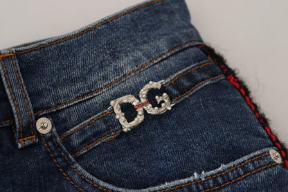 Dolce &amp; Gabbana - Pantalon en denim à carreaux surélevés dans le dos