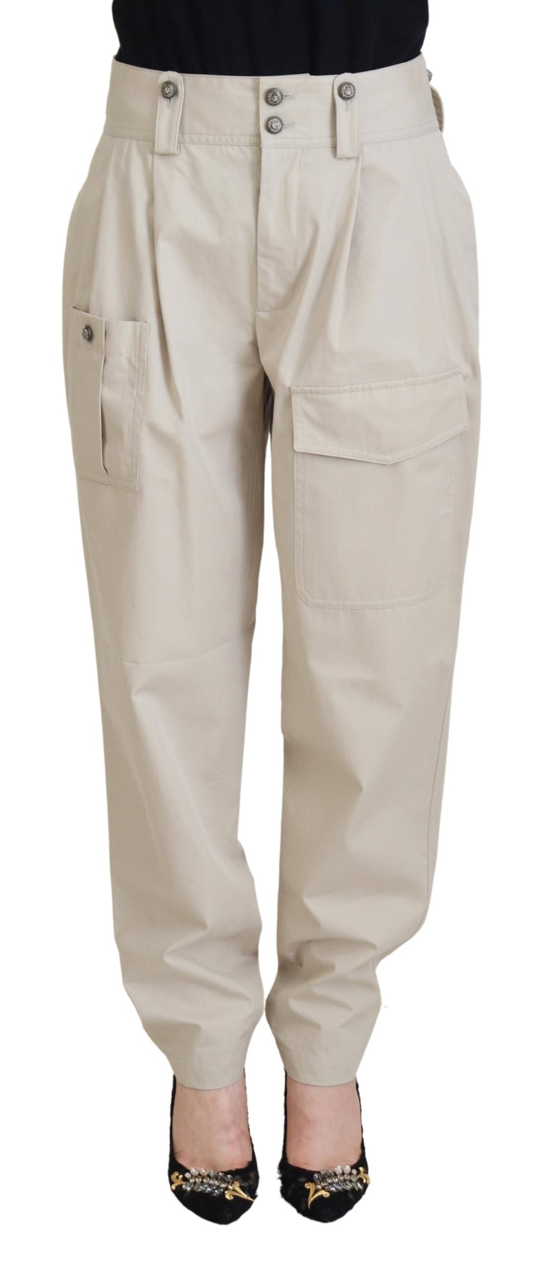 Pantalon en coton beige Dolce &amp; gabbana