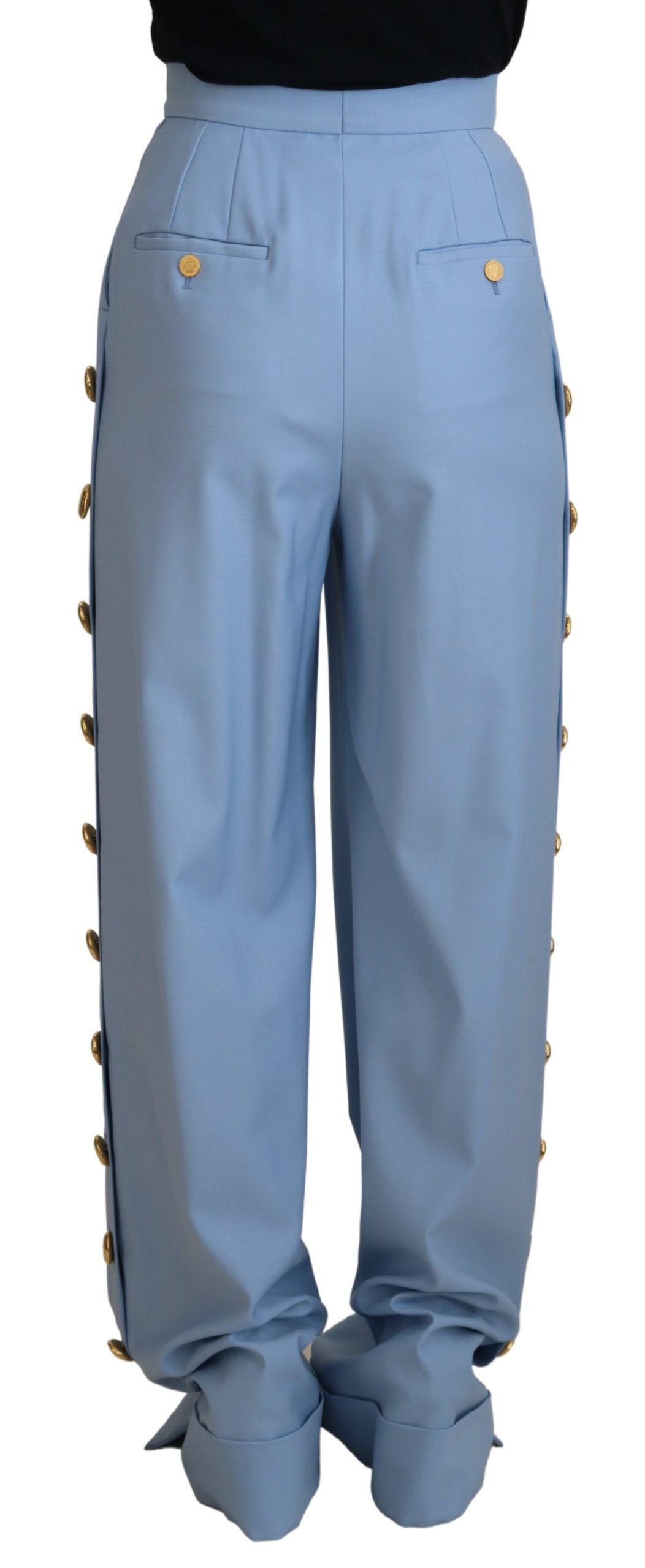 Pantalon en laine et soie mélangée bleu clair Dolce &amp; gabbana