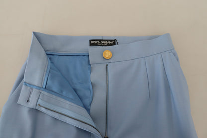 Pantalon en laine et soie mélangée bleu clair Dolce &amp; gabbana