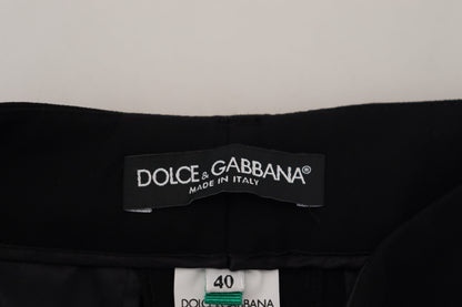 Pantalon en laine et soie mélangée noir Dolce &amp; gabbana