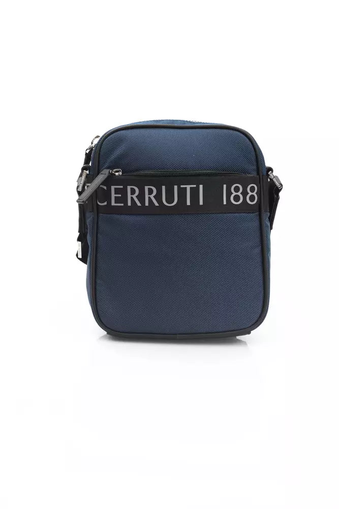 Sac messager en cuir nylon bleu Cerruti 1881