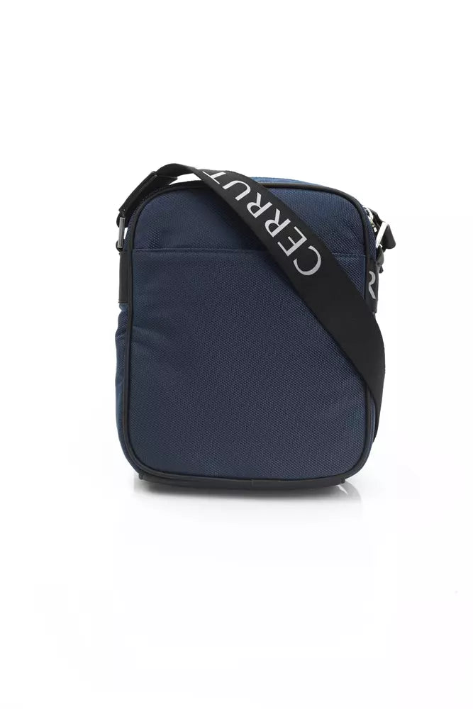 Sac messager en cuir nylon bleu Cerruti 1881