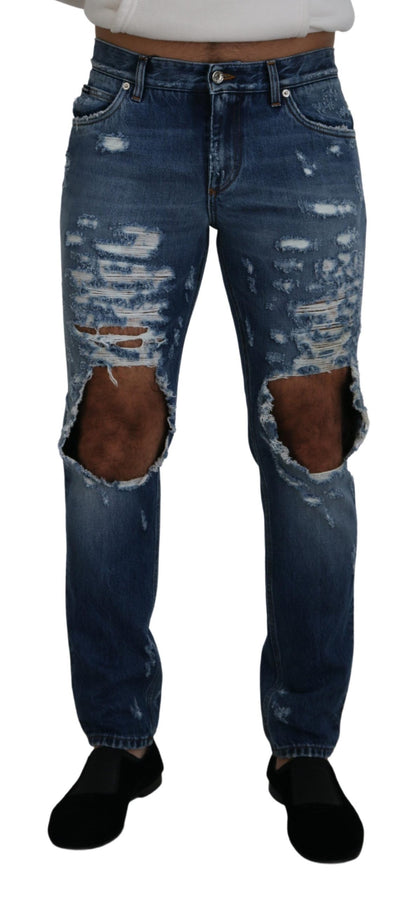 Pantalon en denim en lambeaux Dolce &amp; Gabbana pour l'homme moderne