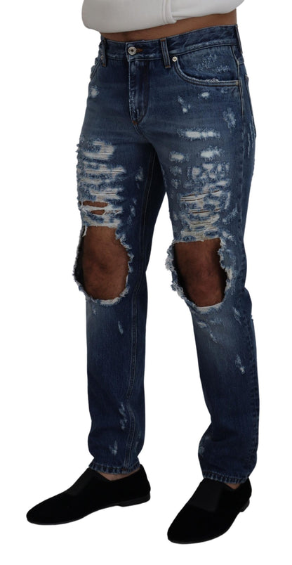 Pantalon en denim en lambeaux Dolce &amp; Gabbana pour l'homme moderne