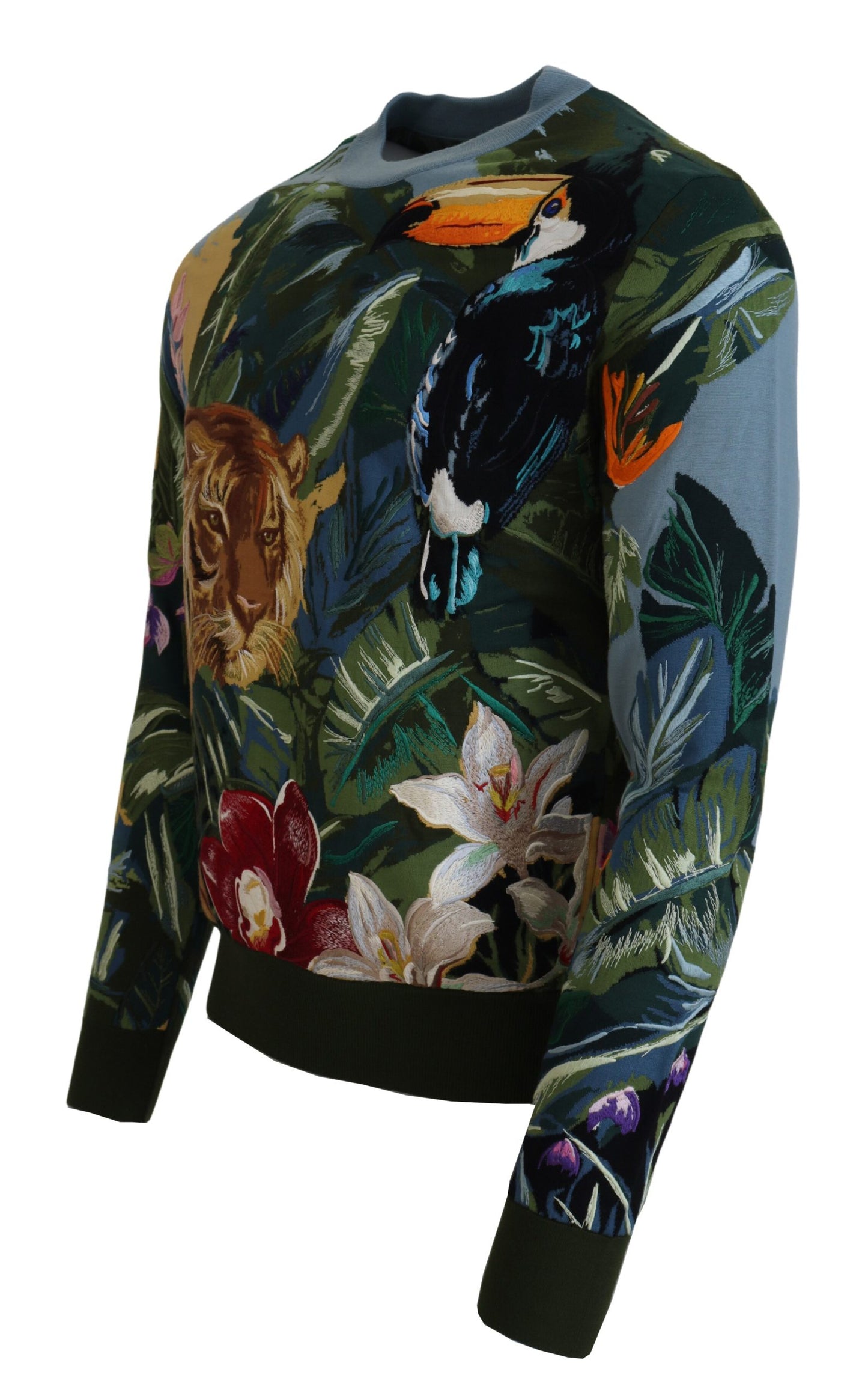 Pull en laine et soie brodée jungle Dolce &amp; gabbana