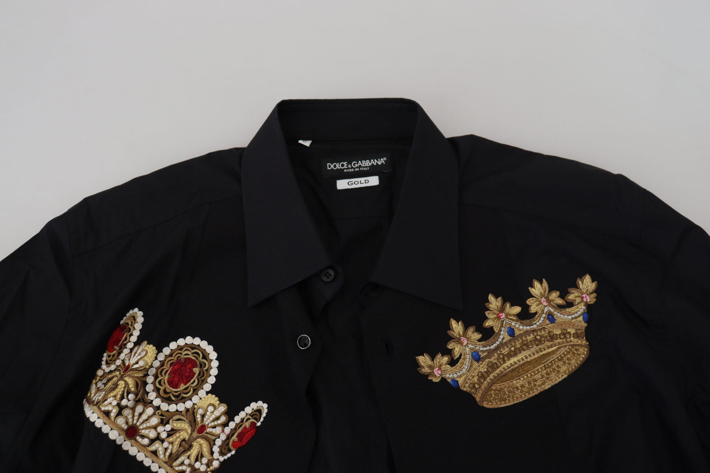 Chemise habillée slim noire Dolce &amp; gabbana avec broderie couronne