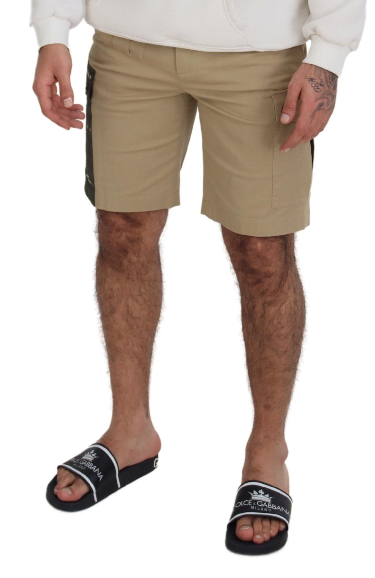 Dolce &amp; Gabbana short de créateur en coton mélangé beige