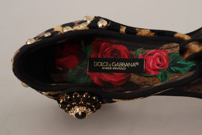 Dolce &amp; gabbana sandales à bride en T léopard ornées de fleurs