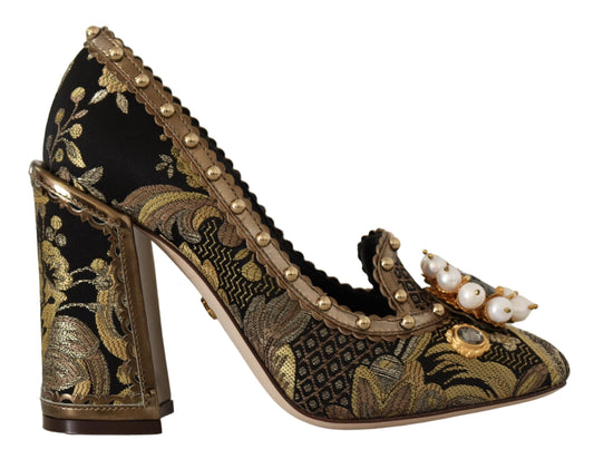 Escarpins en brocart jacquard doré Dolce &amp; gabbana