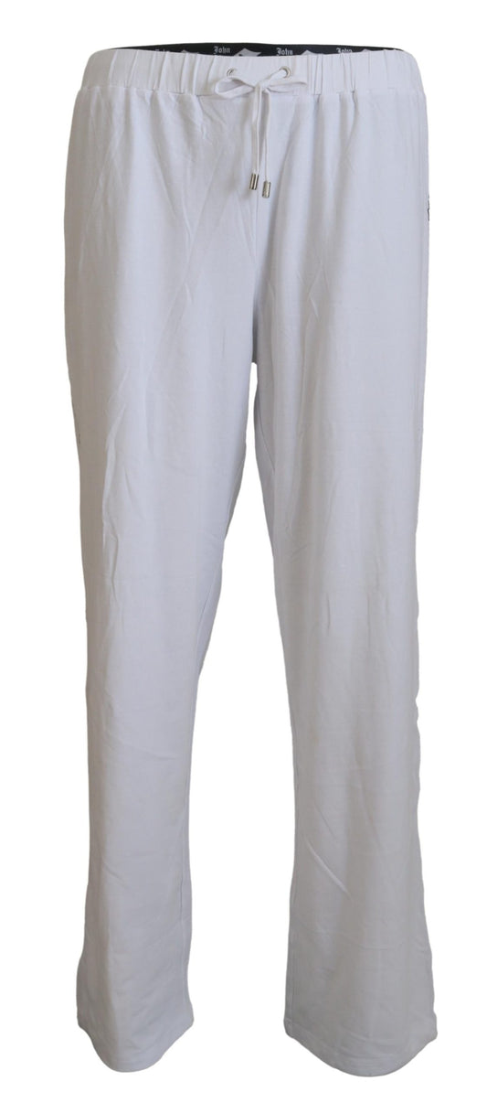 Pantalones holgados de hombre de algodón blanco con logo de John Galliano