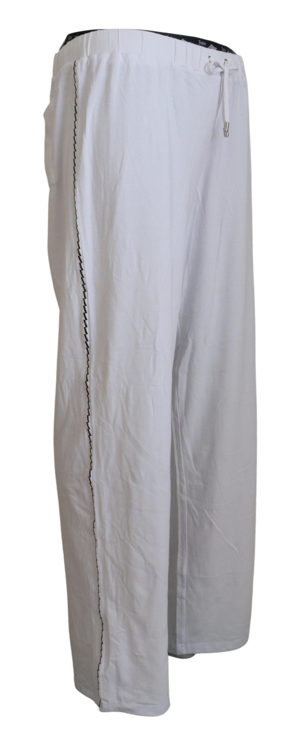 Pantalones holgados de hombre de algodón blanco con logo de John Galliano