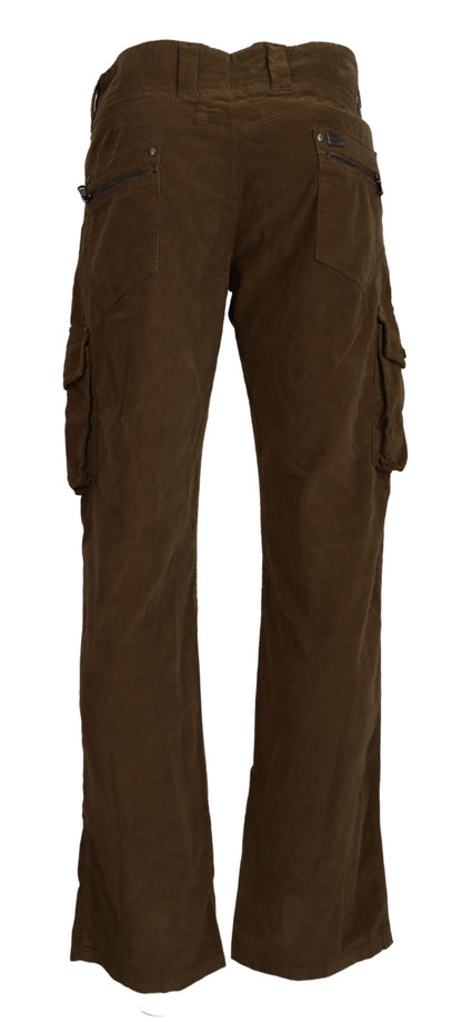 Ermanno scervino pantalon cargo en velours côtelé marron