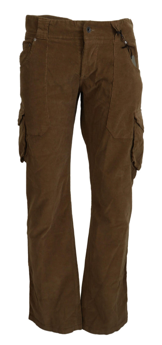 Ermanno scervino pantalon cargo en velours côtelé marron