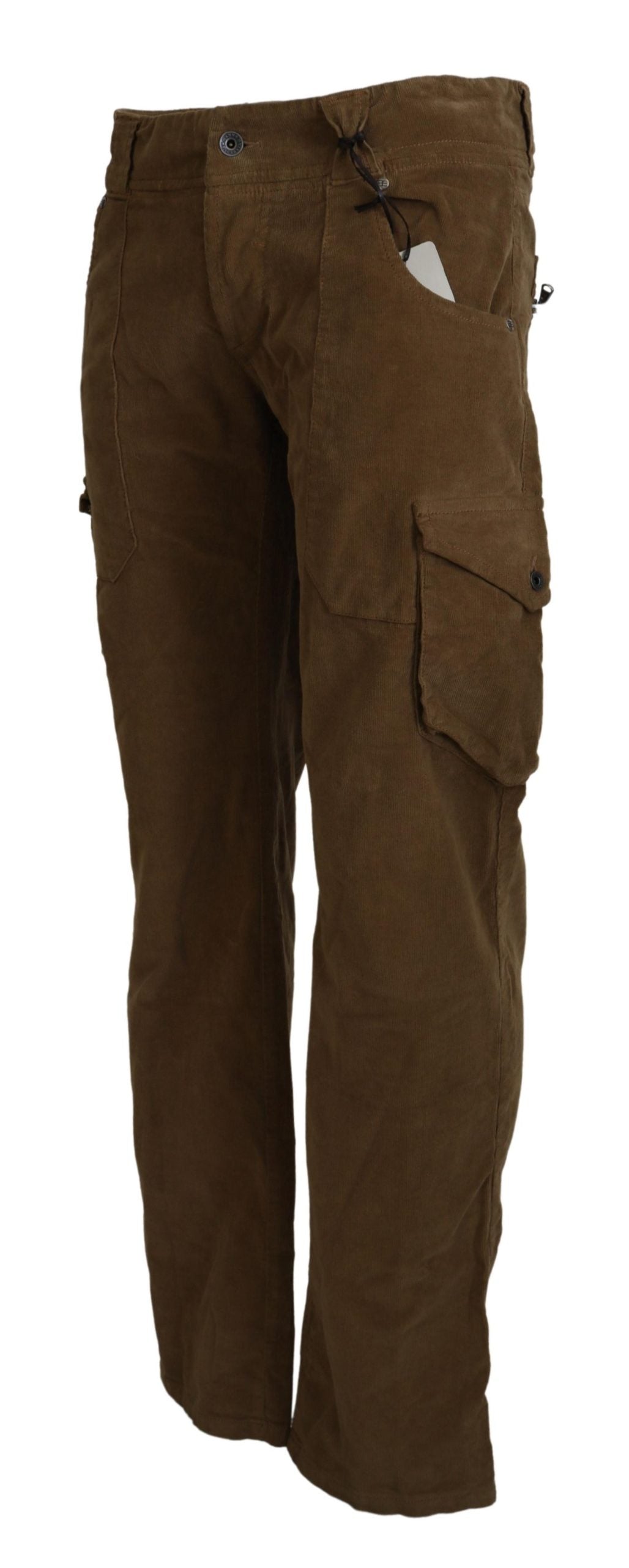 Ermanno scervino pantalon cargo en velours côtelé marron