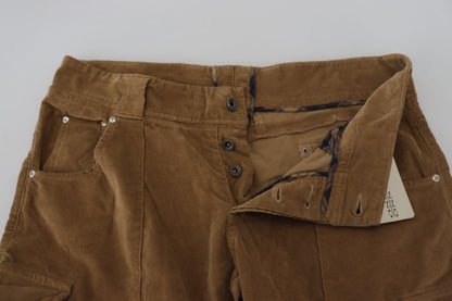 Ermanno scervino pantalon cargo en velours côtelé marron