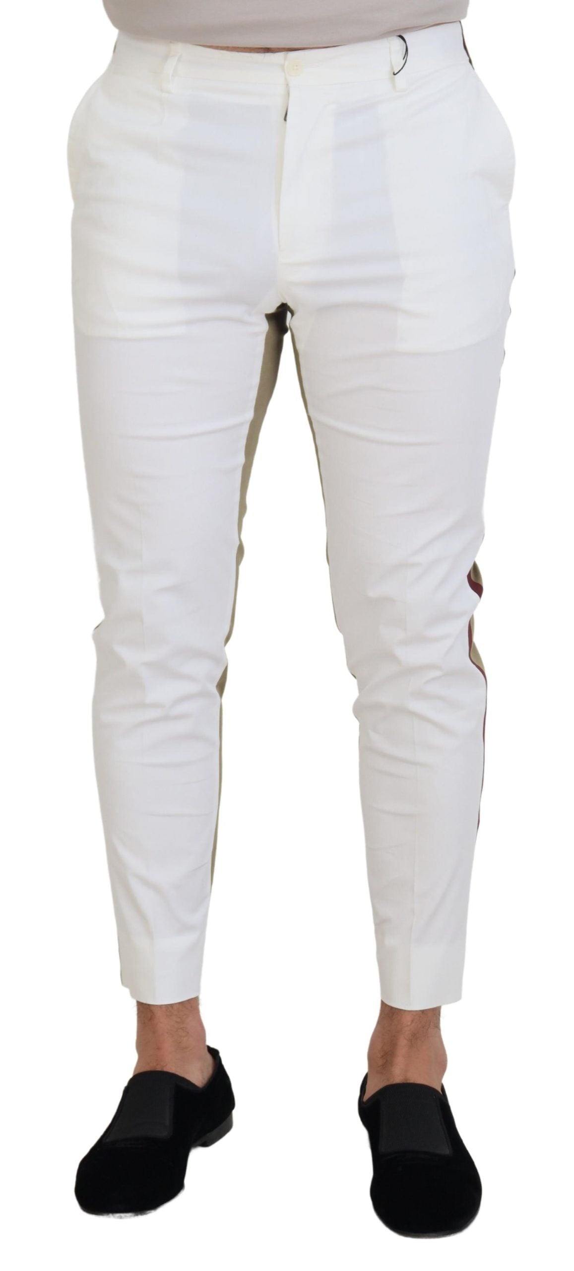 Dolce &amp; gabbana pantalon en coton bicolore blanc et marron